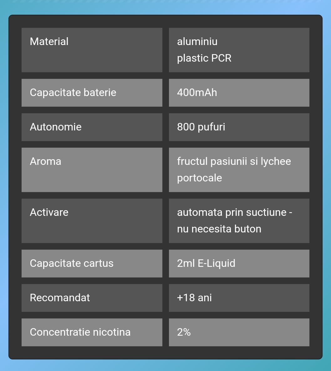 VOZOL SWITCH PRO LYCHEE PASSION FRUIT ORANGE narghilea electronica cu cartuș CAPSULA rezervă  cu 2ml Liquid cu 2% nicotina vape 800 pufuri si are o aroma de portocale fructul pasiunii si lychee, pret
