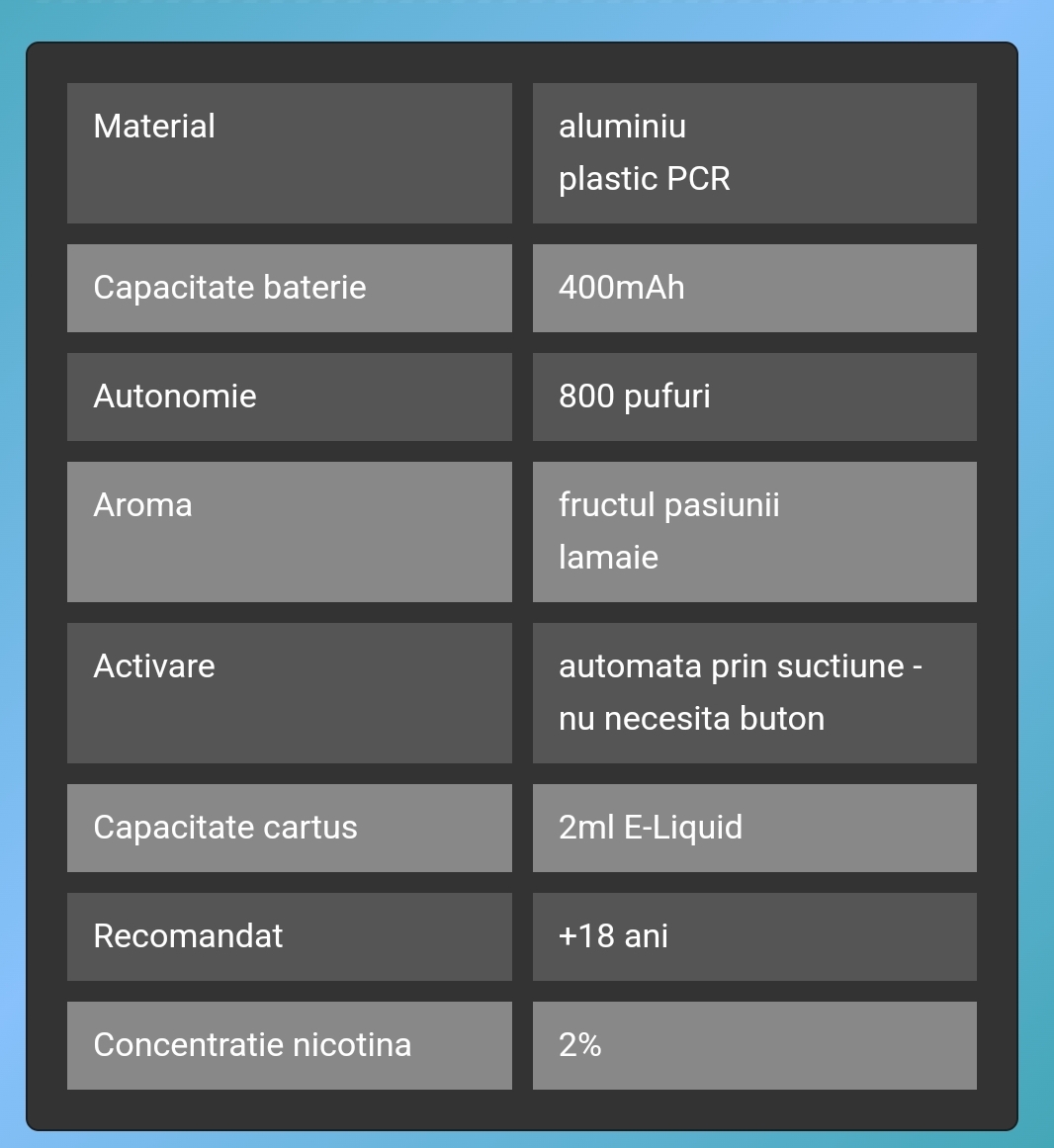 VOZOL SWITCH PRO LEMON PASSION FRUIT narghilea electronica reincarcabila cu capzula cartuș rezervă  cu 2ml E-Liquid cu 2% nicotina vape 800 pufuri si are o aroma de lamaie & fructul pasiunii, oferta pret