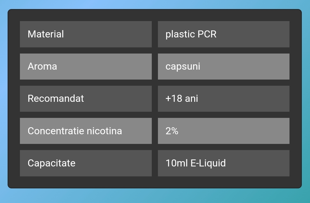 VOZOL SALT STRAWBERRY este o sticluta cu 10 ml de Lichid Narghilea / Tigara Electronica cu 2% nicotina, Solutie de Vapat cu aroma de capsuni, oferta pret !