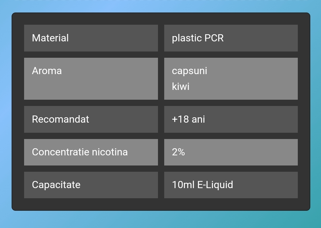 VOZOL SALT STRAWBERRY KIWI solutie lichid narghilea / tigara electronica, sticluța cu 10 ml de Lichid Vozol cu 2% nicotina, solutie de vapat cu aroma de capsuni si kiwi, oferta pret !
