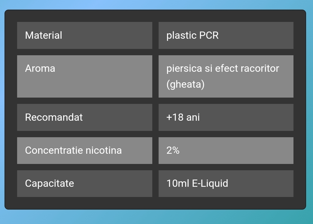 VOZOL SALT PEACH ICE lichid solutie tigara narghilea electronică in sticluta cu 10 ml de Lichid vozol cu 2% nicotina, solutie de vapat cu aroma de Piersica si efect racoritor (gheata), oferta pret.
