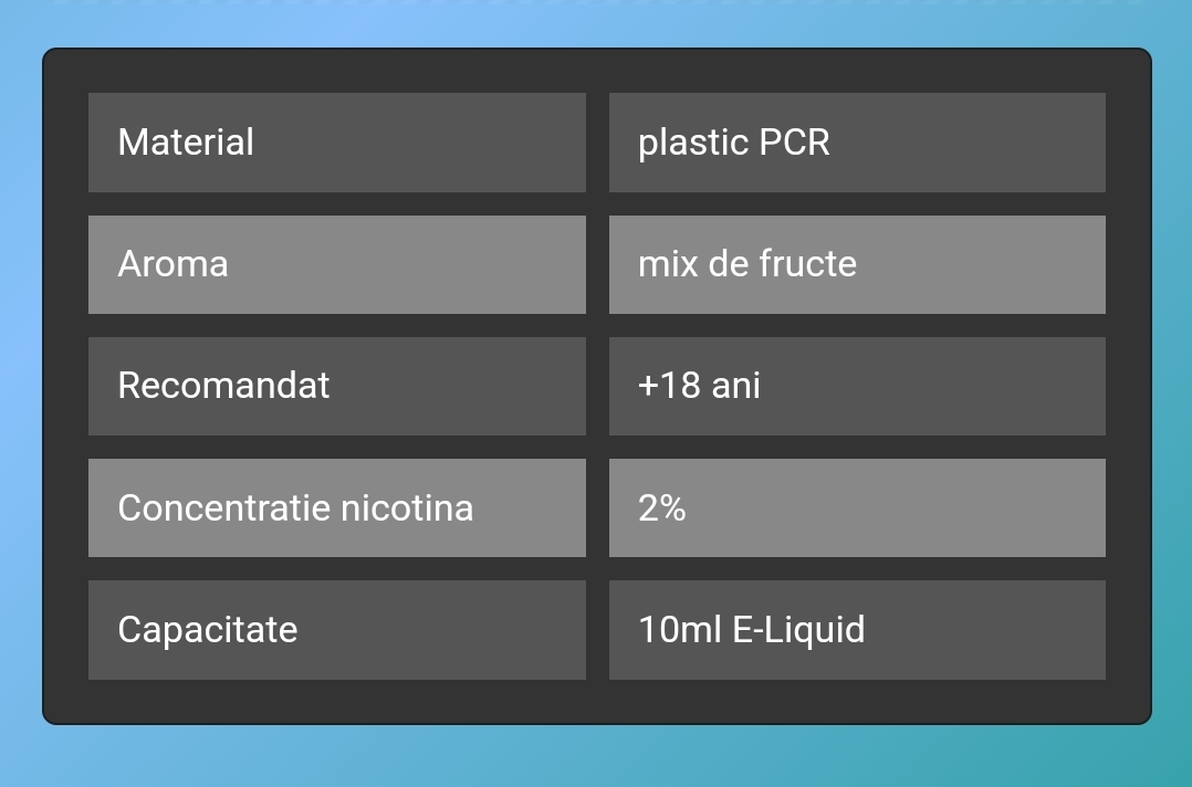 VOZOL SALT FRUIT MIX lichid solutie Vozol narghilea tigara electronica, 10 ml de Lichid Vozol cu 2% nicotina, Solutie de Vapat cu aroma de mix de fructe, oferta pret