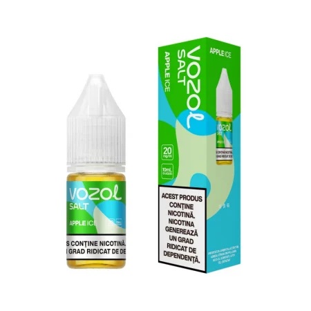 VOZOL SALT APPLE ICE solutie narghilea electronica recipint de 10 ml de Lichid Vozol cu 2% nicotina, solutie narghilea vozol cu aroma  de mere si efect racoritor (gheata)