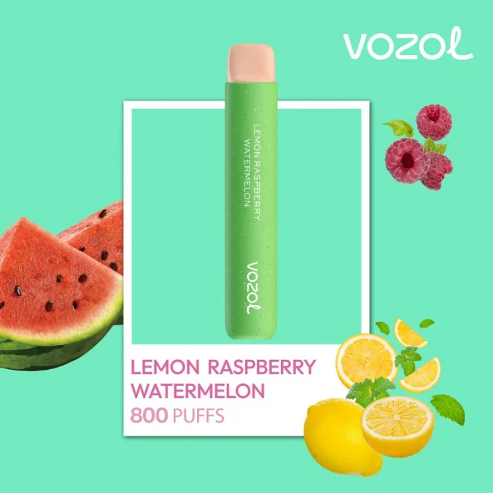 Vozol Star 800 Lemon Raspberry Watermelon: Narghilea Electronică de Unică Folosință Vozol cu aroma de pepene verde, zmeura si lamaie