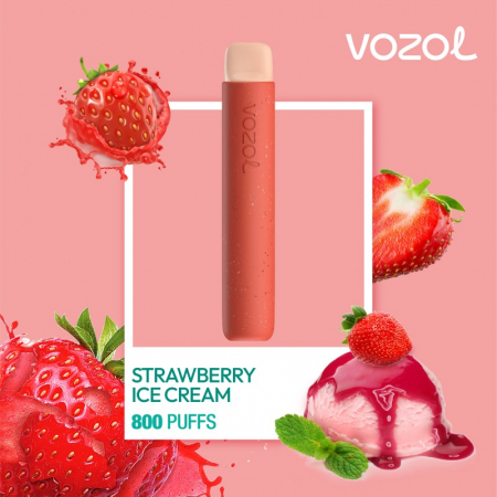 Vozol Star 800 Strawberry Ice Cream: Narghilea Electronică de Unică Folosință Vozol cu aroma de Înghețată de căpșuni