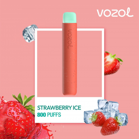 Star800 Strawberry Ice Narghilea electronica de unica folosinta Vozol, Vape / puff bar 800 de pufuri cu 2% nicotina si solutie lichid narghilea cu aroma de Capsuni cu Gheata