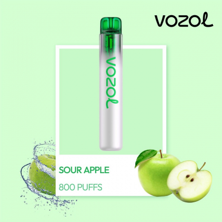 Neon 800 - Neon 800 Sour Apple Vozol - Tigara narghilea electronica de unica folosinta vapi vape puff bar cu 800 de pufuri cu nicotina