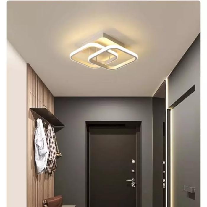 Lustra LED de Tavan VarioShop®, Design Minimalist cu 2 Benzi Luminoase, 15.7W, Lumina Alb Neutru 4500K, Aluminiu, Acril, 23.5 cm, Alb [4]