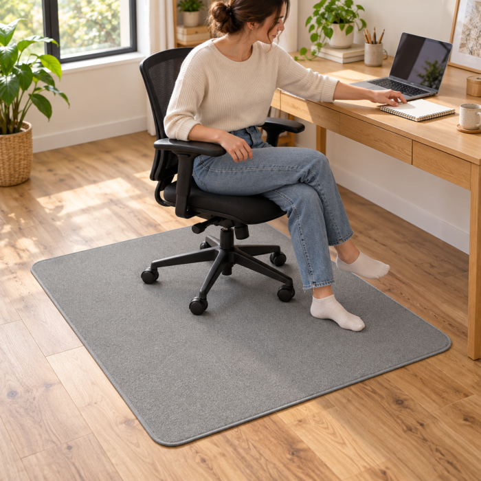 Covoras pentru scaun de birou VarioShop®, protectie pardoseala, baza antiderapanta, margini finisate, 80 x 120 cm, gri [3]