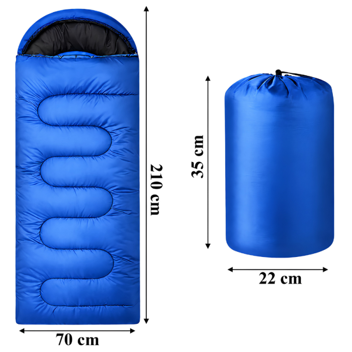Sac de dormit 2 in 1 VarioShop® cu gluga, transformabil in patura sau saltea, cu husa de transport, poliester 170T si microfibra, 210 × 70 cm, albastru [4]
