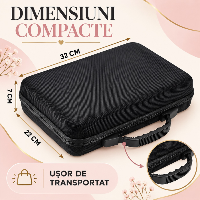Geanta organizatoare VarioShop®, pentru oja si uleiuri esentiale, 60 compartimente, inchidere fermoar dublu, maner de transport, rezistenta la apa, negru [3]