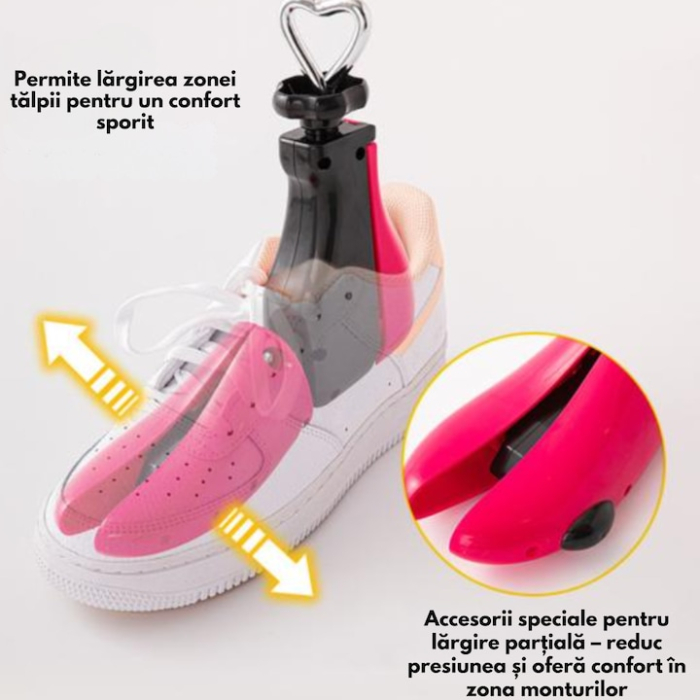 Set 2 Sanuri/Calapoade Reglabile VarioShop® 4 Directii, Intretinere si Protectie Pantofi, Adidasi si Ghete, Dimensiuni Ajustabile 41–47, Material Durabil, Roz/Negru [5]