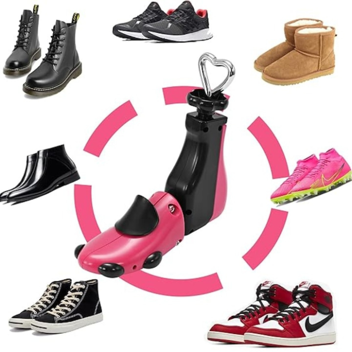 1 Calapod Reglabil VarioShop®, 4 Directii San/Calapod, Intretinere si Protectie Pantofi, Adidasi si Ghete, Dimensiuni Ajustabile 41–47, Material Durabil Roz/Negru [8]