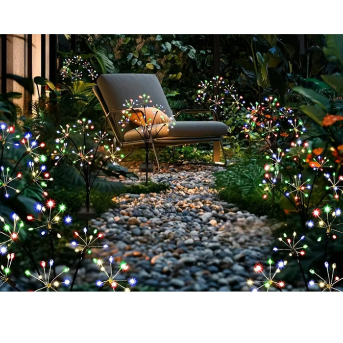 Set 2 lampi solare de gradina VarioShop®,  tip artificii, LED multicolor, brate flexibile, aprindere automata, tarusi de fixare, 70 cm [4]