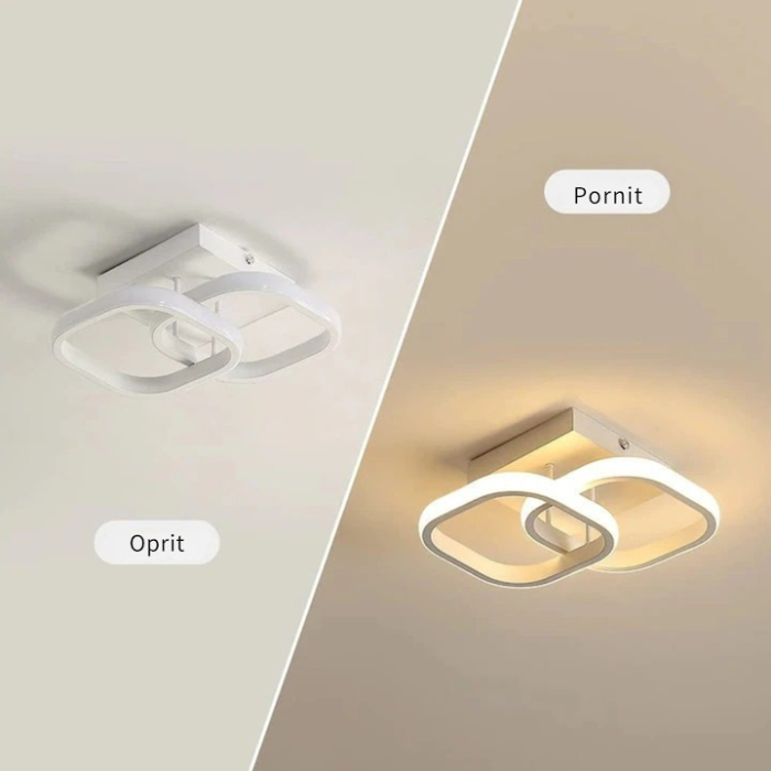 Lustra LED de Tavan VarioShop®, Design Minimalist cu 2 Benzi Luminoase, 15.7W, Lumina Alb Neutru 4500K, Aluminiu, Acril, 23.5 cm, Alb [6]