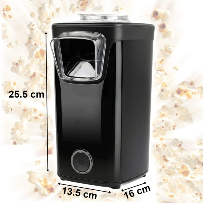 Aparat de popcorn VarioShop®, fara ulei, aer cald, 1100W, preparare in aproximativ 3 minute, capac transparent, cupa de masurare inclusa, 25.5x16x13.5 cm, negru [2]