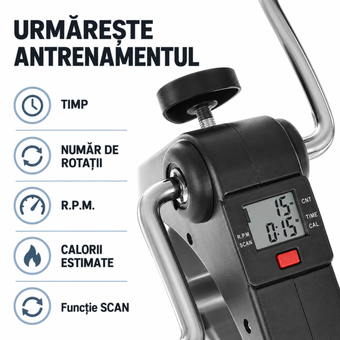 Bicicleta de recuperare 2 in 1 VarioShop®, pentru brate si picioare, pliabila, afisaj LCD,  rezistenta reglabila, pedale antiderapante, baterie LR44, negru [9]