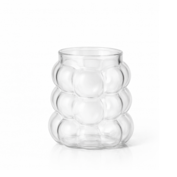 Pahar din sticlă borosilicată 350 ml Bubble, pentru cafea latte, cappuccino și cocktailuri – model modern transparent [5]