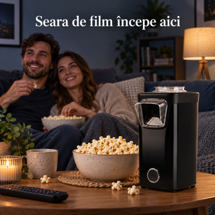 Aparat de popcorn VarioShop®, fara ulei, aer cald, 1100W, preparare in aproximativ 3 minute, capac transparent, cupa de masurare inclusa, 25.5x16x13.5 cm, negru [7]