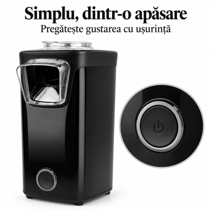 Aparat de popcorn VarioShop®, fara ulei, aer cald, 1100W, preparare in aproximativ 3 minute, capac transparent, cupa de masurare inclusa, 25.5x16x13.5 cm, negru [6]