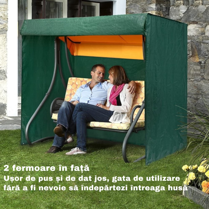 Husa VarioShop® pentru leagan de gradina si mobilier exterior, rezistenta la ploaie, vant, UV si zapada, 215 x 150 x 145 cm, Verde [2]