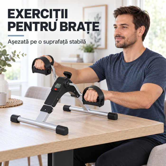 Bicicleta de recuperare 2 in 1 VarioShop®, pentru brate si picioare, pliabila, afisaj LCD,  rezistenta reglabila, pedale antiderapante, baterie LR44, negru [6]