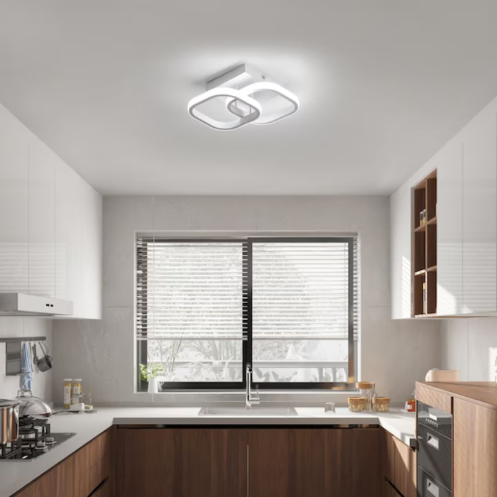 Lustra LED de Tavan VarioShop®, Design Minimalist cu 2 Benzi Luminoase, 15.7W, Lumina Alb Neutru 4500K, Aluminiu, Acril, 23.5 cm, Alb [7]