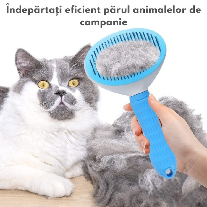 Perie pentru indepartarea parului animalelor de companie VarioShop®, pentru orice tip de blana, curatare usoara, efect de masaj, 19 x 10 x 8 cm, Albastru [3]