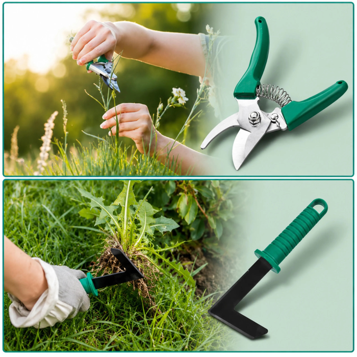 Set 10 unelte de gradinarit VarioShop®, pentru plantare, afanarea solului si tunderea plantelor, otel inoxidabil, pulverizator si valiza de transport [6]