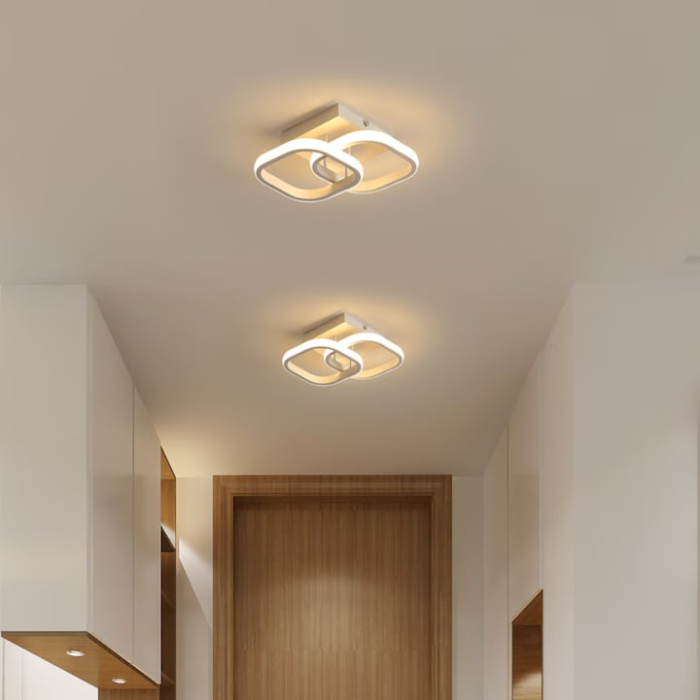 Lustra LED de Tavan VarioShop®, Design Minimalist cu 2 Benzi Luminoase, 15.7W, Lumina Alb Neutru 4500K, Aluminiu, Acril, 23.5 cm, Alb [9]