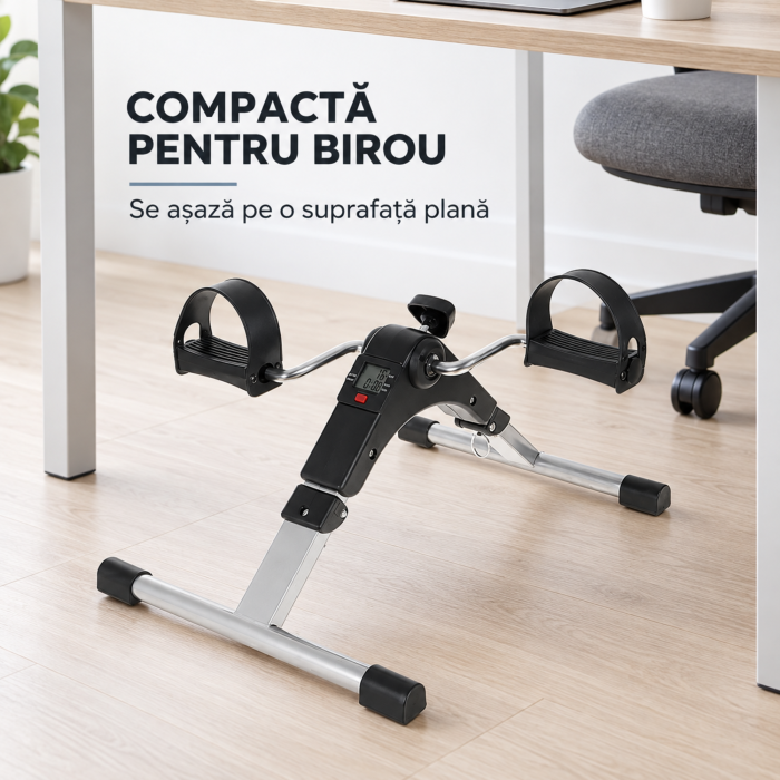 Bicicleta de recuperare 2 in 1 VarioShop®, pentru brate si picioare, pliabila, afisaj LCD,  rezistenta reglabila, pedale antiderapante, baterie LR44, negru [8]