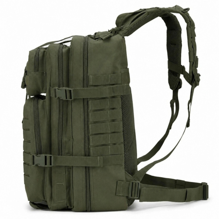 Rucsac tactic VarioShop®, 45L, 5 compartimente, Oxford 800D, deschidere 180°, bretele captusite, curele de compresie, rezistent la stropire, 55x30x26 cm, verde [10]