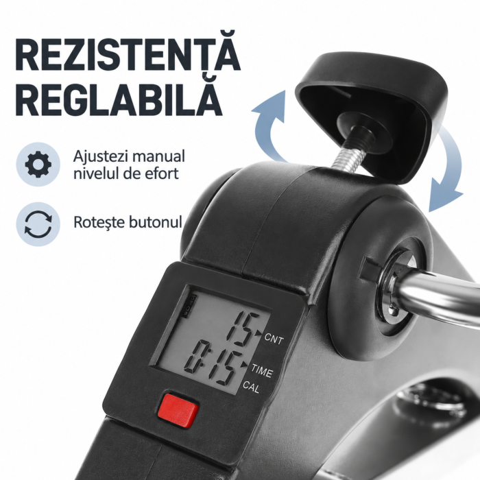 Bicicleta de recuperare 2 in 1 VarioShop®, pentru brate si picioare, pliabila, afisaj LCD,  rezistenta reglabila, pedale antiderapante, baterie LR44, negru [5]