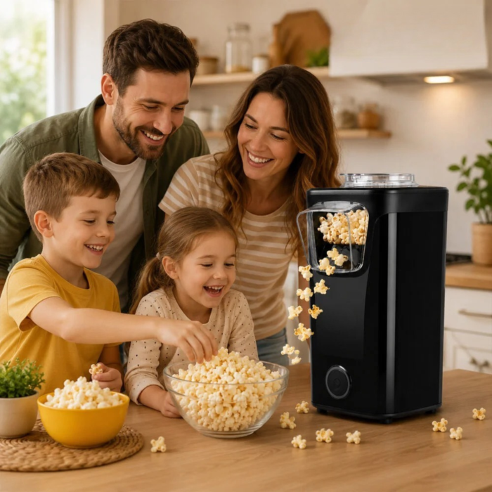 Aparat de popcorn VarioShop®, fara ulei, aer cald, 1100W, preparare in aproximativ 3 minute, capac transparent, cupa de masurare inclusa, 25.5x16x13.5 cm, negru [8]