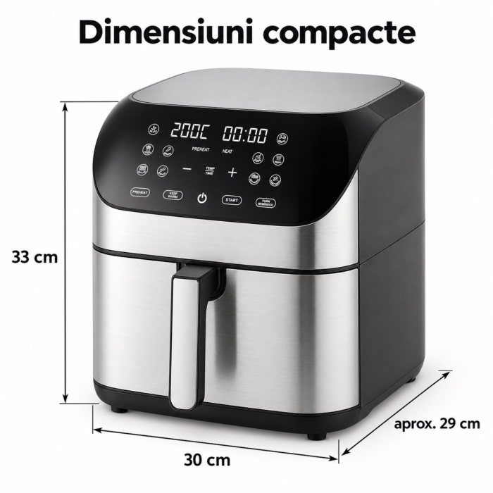 Friteuza cu aer cald VarioShop®, 8L, 10 programe automate, 1800W, gatire fara ulei pentru preparate crocante, panou digital tactil, 80-200°C, negru-argintiu [4]