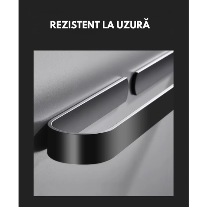 Suport metalic pentru prosoape VarioShop®, pentru baie, bucatarie, rezistent la apa si uzura, dreptunghiular, montare adeziv/suruburi, 30 x 6 cm, Negru [3]