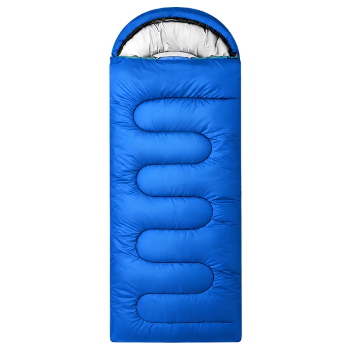 Sac de dormit 2 in 1 VarioShop® cu gluga, transformabil in patura sau saltea, cu husa de transport, poliester 170T si microfibra, 210 × 70 cm, albastru [5]