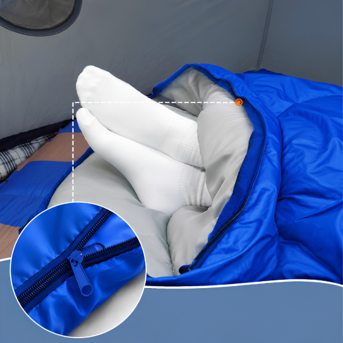 Sac de dormit 2 in 1 VarioShop® cu gluga, transformabil in patura sau saltea, cu husa de transport, poliester 170T si microfibra, 210 × 70 cm, albastru [14]