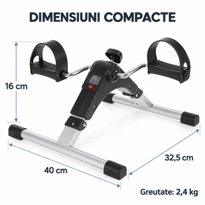 Bicicleta de recuperare 2 in 1 VarioShop®, pentru brate si picioare, pliabila, afisaj LCD,  rezistenta reglabila, pedale antiderapante, baterie LR44, negru [3]