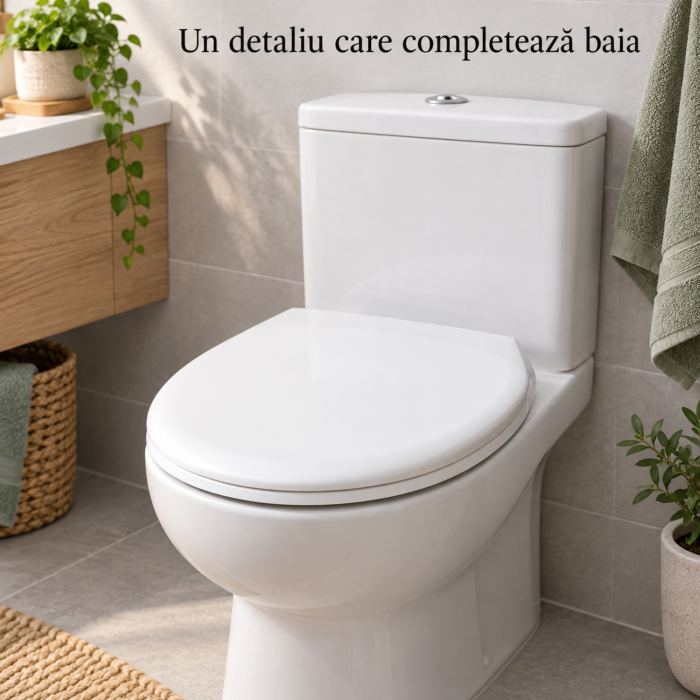 Capac de toaleta VarioShop®, cu inchidere lenta si silentioasa, sistem Easy Clean, demontare rapida prin buton, balamale reglabile, 43x37 cm, alb [3]