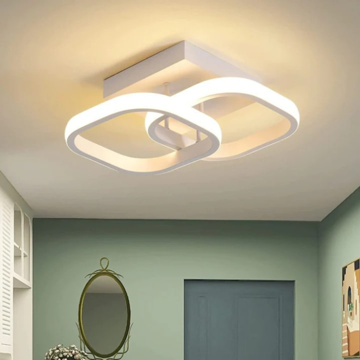 Lustra LED de Tavan VarioShop®, Design Minimalist cu 2 Benzi Luminoase, 15.7W, Lumina Alb Neutru 4500K, Aluminiu, Acril, 23.5 cm, Alb [10]