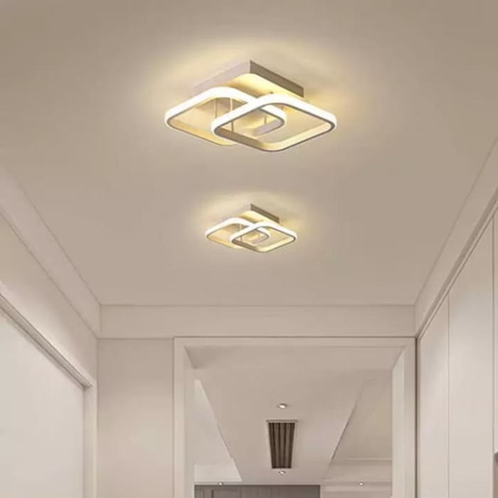 Lustra LED de Tavan VarioShop®, Design Minimalist cu 2 Benzi Luminoase, 15.7W, Lumina Alb Neutru 4500K, Aluminiu, Acril, 23.5 cm, Alb [11]