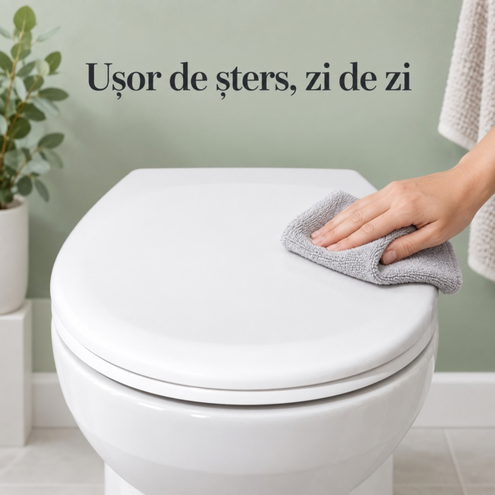 Capac de toaleta VarioShop®, cu inchidere lenta si silentioasa, sistem Easy Clean, demontare rapida prin buton, balamale reglabile, 43x37 cm, alb [7]