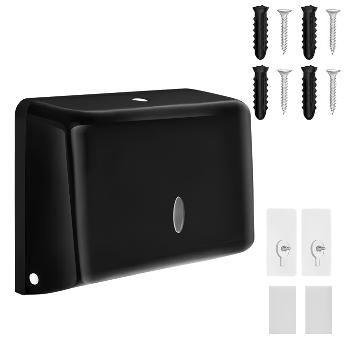 Dispenser hartie VarioShop®, pentru prosoape pliate, montare pe perete, fereastra de vizualizare, kit montaj si elemente autoadezive incluse, negru [11]