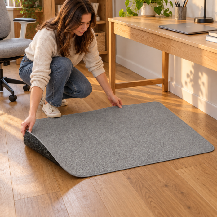 Covoras pentru scaun de birou VarioShop®, protectie pardoseala, baza antiderapanta, margini finisate, 80 x 120 cm, gri [6]
