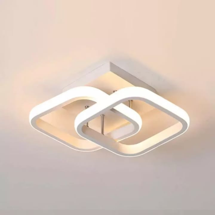 Lustra LED de Tavan VarioShop®, Design Minimalist cu 2 Benzi Luminoase, 15.7W, Lumina Alb Neutru 4500K, Aluminiu, Acril, 23.5 cm, Alb [8]