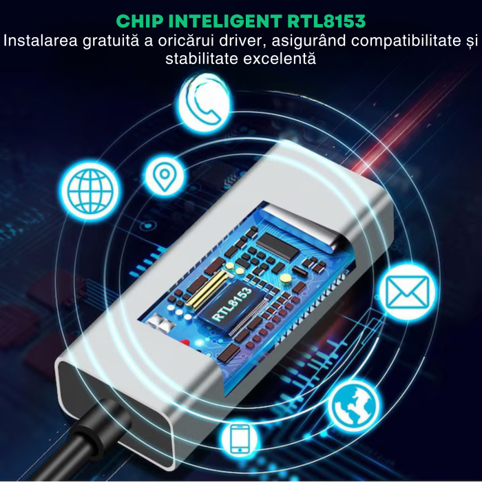 Adaptor ethernet VarioShop®, USB 3.0 la RJ45, 100 Mbps, cu indicator de putere, instalare fara actionare, compatibila cu mai multe sisteme, aliaj de aluminiu, Gri [4]