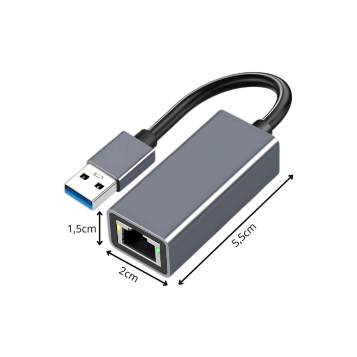 Adaptor ethernet VarioShop®, USB 3.0 la RJ45, 100 Mbps, cu indicator de putere, instalare fara actionare, compatibila cu mai multe sisteme, aliaj de aluminiu, Gri [13]