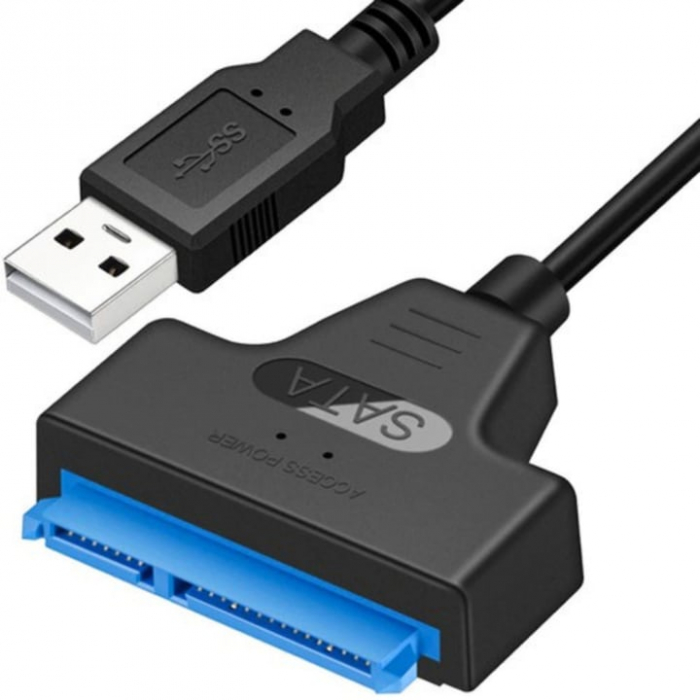 Adaptor USB 3.0 la SATA VarioShop®, Pentru HDD/SSD, Plug and play, Compatibil cu Window/MacBook/Linux, Port de alimentare independent, 32 cm, Negru [8]