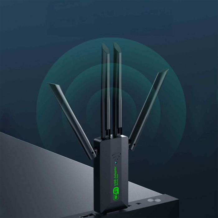 Adaptor Wi-Fi VarioShop®, Dual Band 1300 Mbps USB 3.0, Retea 2.4G si 5G, Conexiune Rapida si Stabila pentru Laptop si PC, 4 antene, Negru [9]
